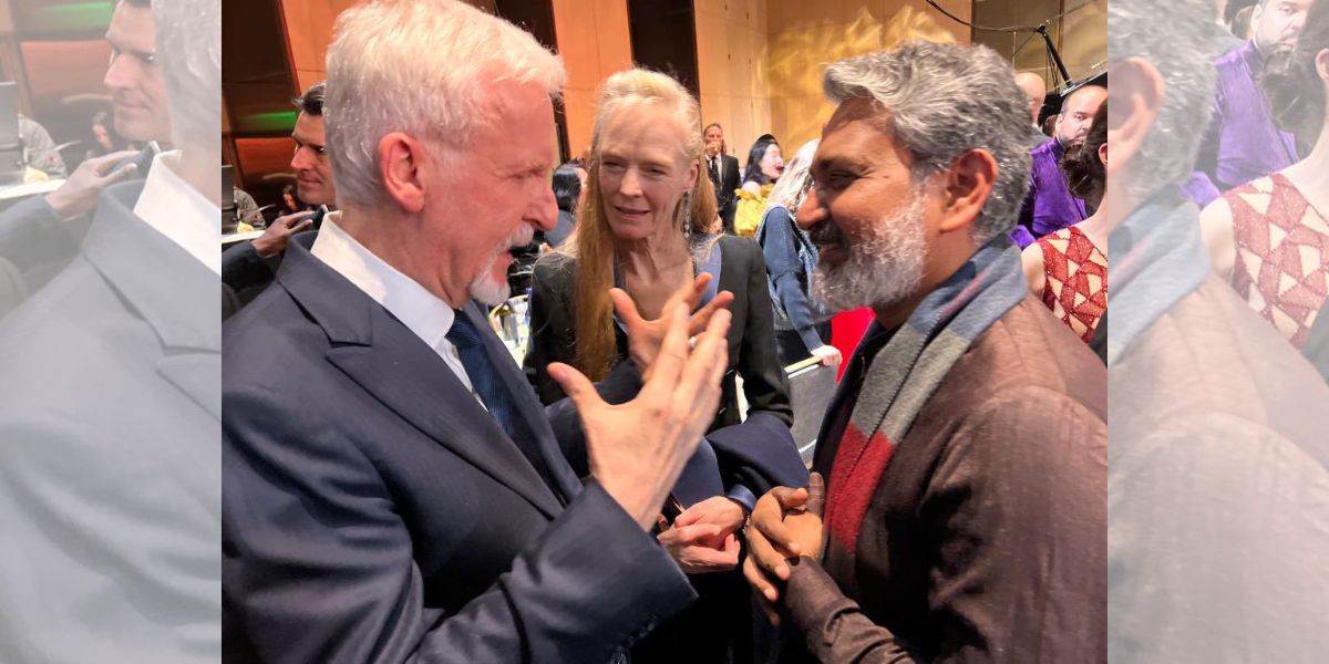 RRR director SS Rajamouli with James Cameron. (ssrajamouli/Twitter) RRR Critics Choice Awards