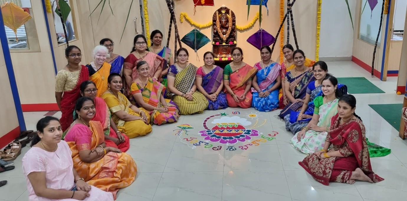 Sankranti in Andhra Pradesh Sankranti celebration at a public-sector bank in Andhra Pradesh. (Supplied)