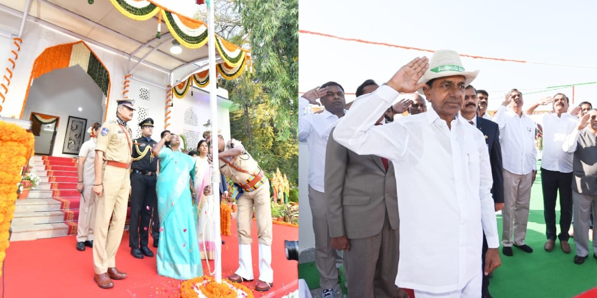 TS1 While a Republic Day parade was organised at the Telangana Raj Bhavan, Chief Minister K Chandrasekhar Rao stayed away from it and attended a separate function on Thursday. Governor Tamilisai Soundarajan unfurled the tricolour at the Raj Bhavan. (Supplied)
