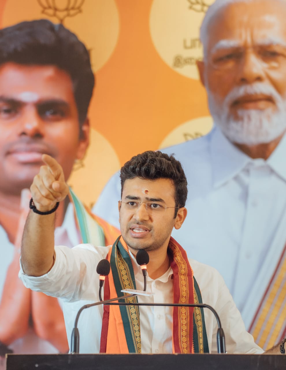 BJP MP and Yuva Morcha National President Tejasvi Surya at party event in Trichy on 10 December, 2022. (Twitter: Tejasvi Surya) BJP MP and Yuva Morcha National President Tejasvi Surya at party event in Trichy on 10 December, 2022. (Twitter: Tejasvi Surya)