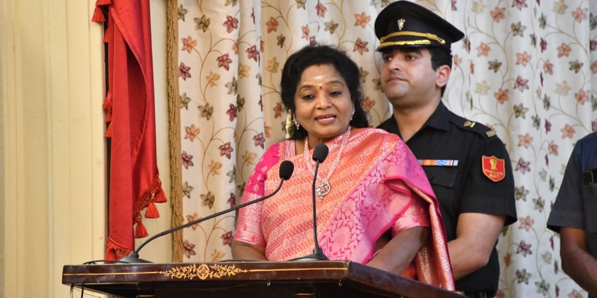 Telangana Governor Tamilisai Soundararajan. (airnews_Chennai/Twitter) Telangana Governor