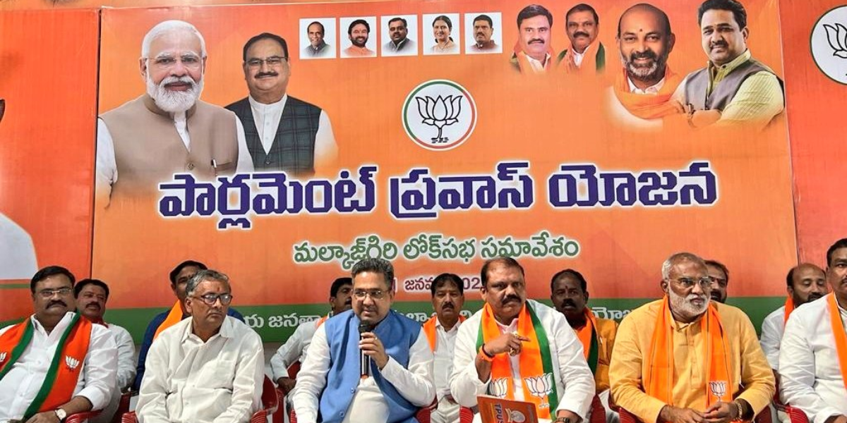 Bansal made his remarks during a two-day meeting at the state party office in Nampally. (BJP Telangana/Twitter) BJP Telangana in-charge Sunil Bansal at a two-day meeting at the state party office in Nampally.