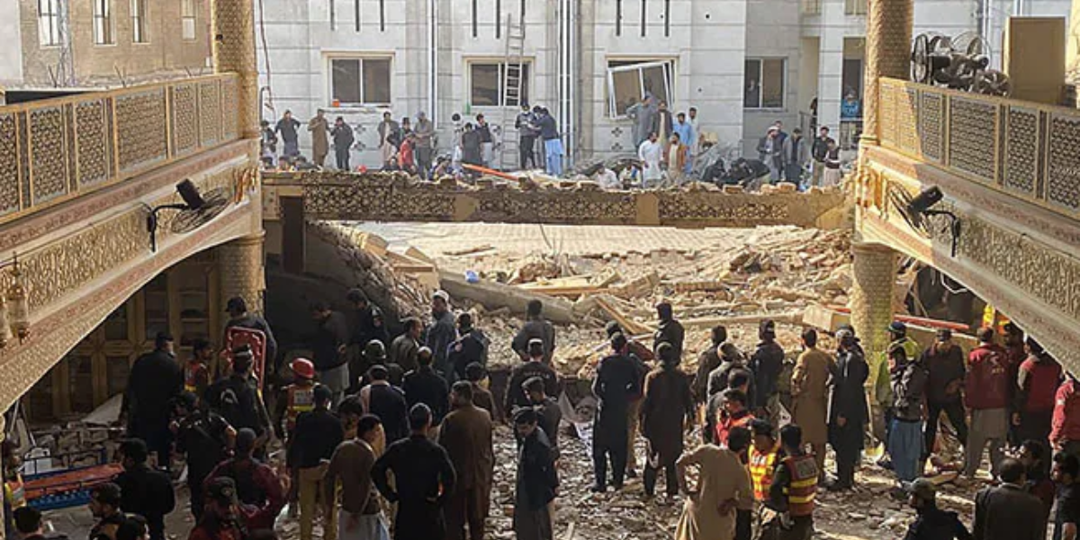 The bomber, who was in the front row, blew himself up, causing the roof to collapse on the worshippers. (Twitter)