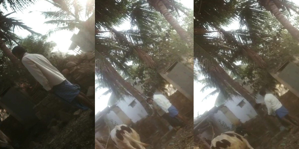 Dalit woman in Koppal being attacked by neighbour. (Screengrab) Dalit woman assaulted in Koppal Karnataka