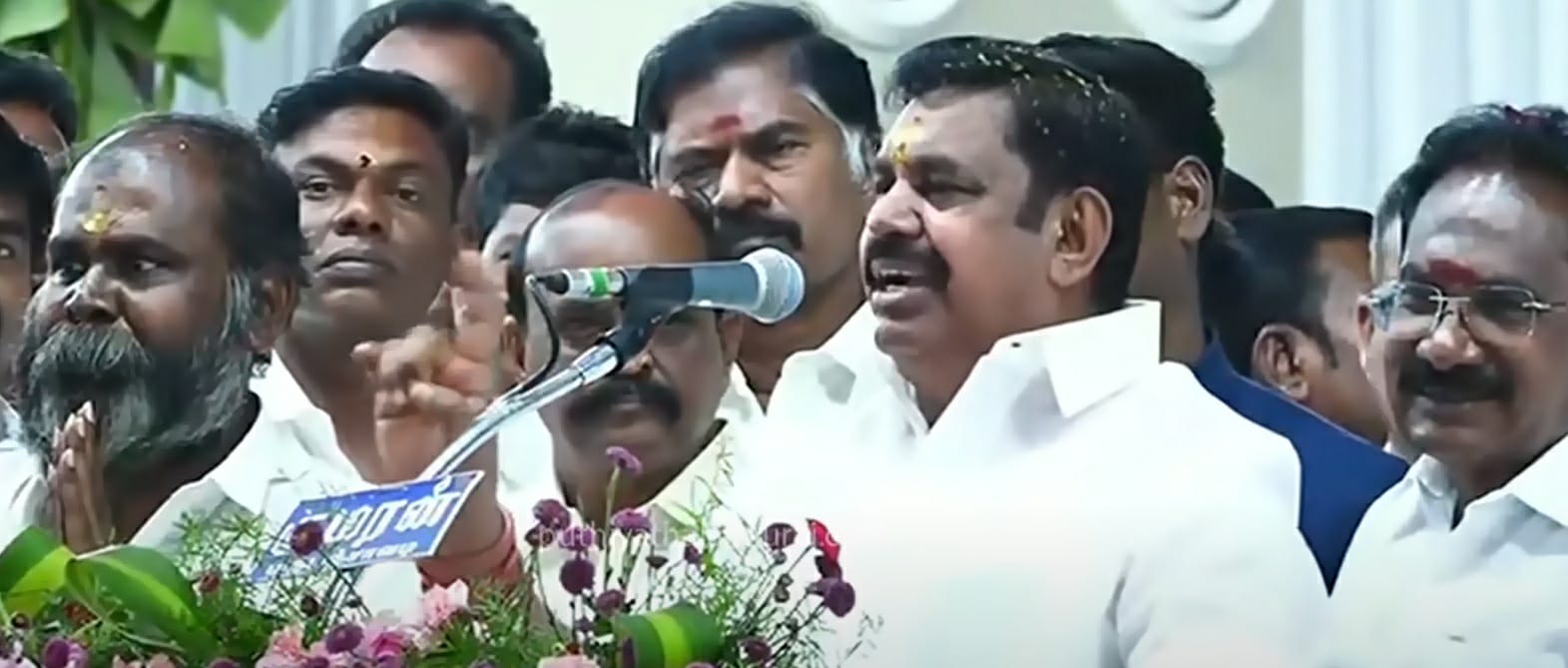 EPS addressing AIADMK workers after the Supreme Court verdict. EPS AIADMK