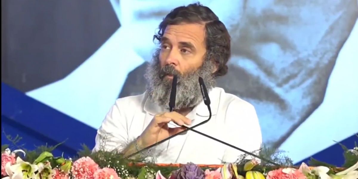 Rahul Gandhi speaking at the Congress Plenary session in Nava Raipur. (Screengrab) Homeless Rahul Gandhi