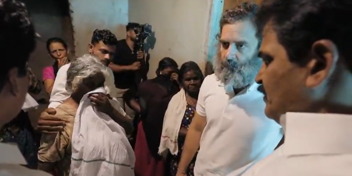 Congress leader and Wayanad MP Rahul Gandhi visited the family of the deceased on 13 February. (Screengrab from video on Twitter)