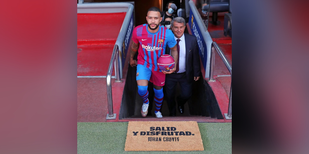 Barca mat The coir mat with Johan Cruyff's words can be found at FC Barcelona's Camp Nou stadium. (Supplied)