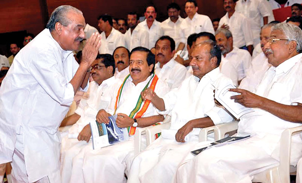 maniantony Oommen Chandy with KM Mani, AK Antony and Ramesh Chennithala.