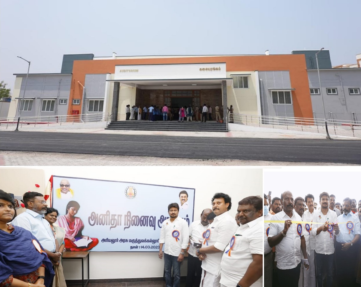 Anitha Auditorium 1 The auditorium was inaugurated by Sports Minister Udhayanidhi Stalin and preceded over by Health Minister Ma Subramanian, VCK President MP Thol Thirumavalavan, and Transport Minister Shiva Shankar. (Supplied)