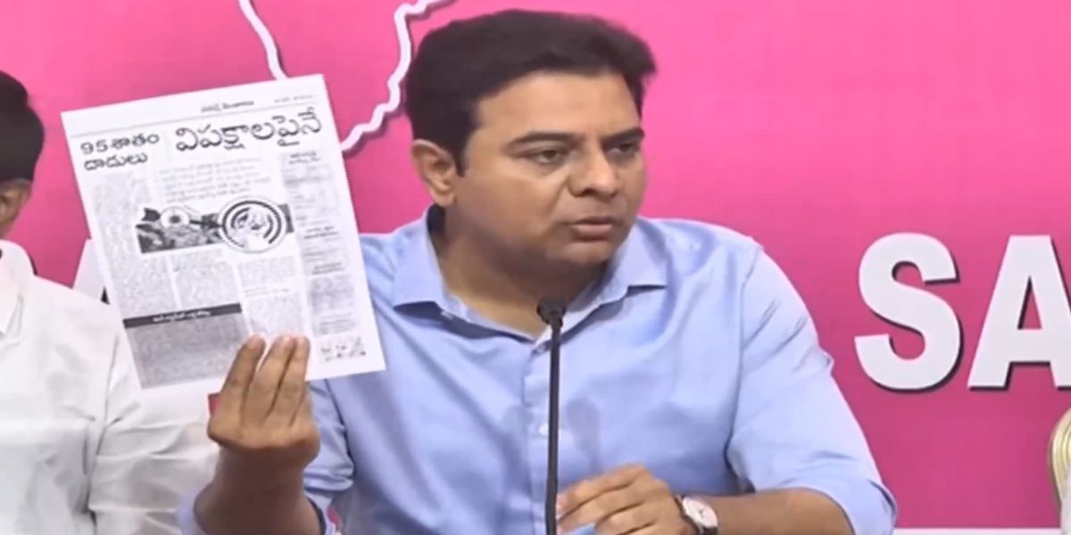 KT Rama Rao speaking to the media. (Screengrab) KT Rama Rao ED