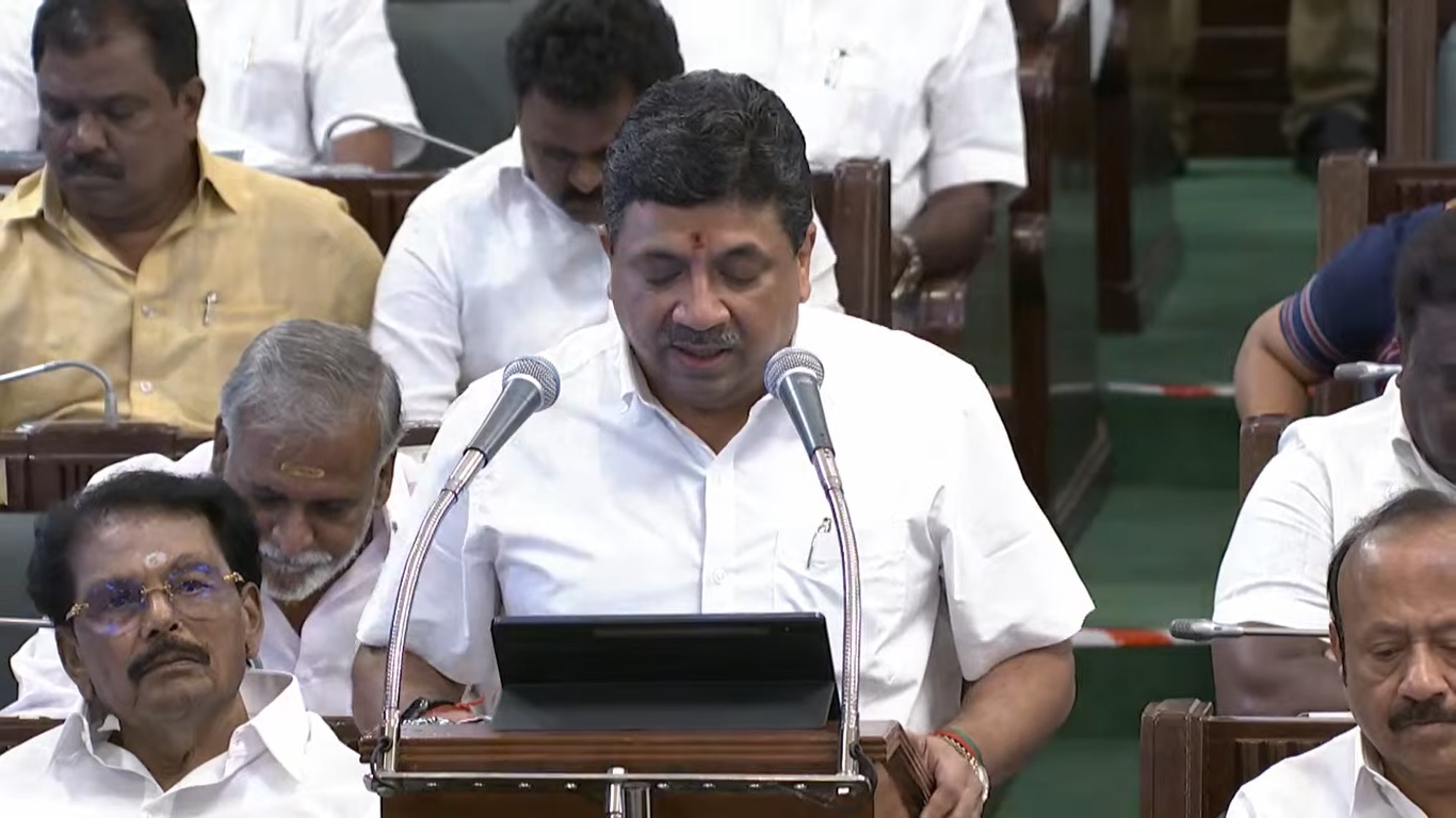 Finance Minister Palanivel Thiaga Rajan presents the 2023 TN Budget on Monday, 20 March (Screengrab)