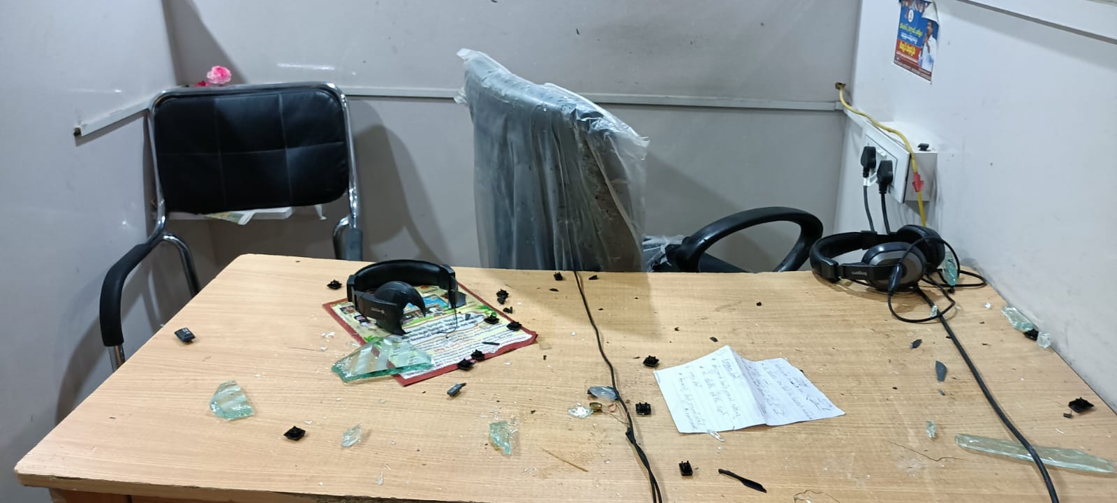 The ransacked office of Q News. (Supplied)