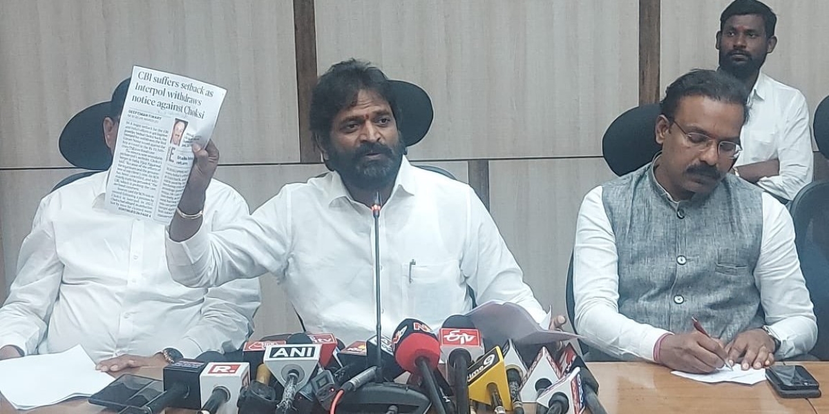 Srinivas Goud during a press conference in Delhi. (Twitter) Srinivas Goud Kavitha