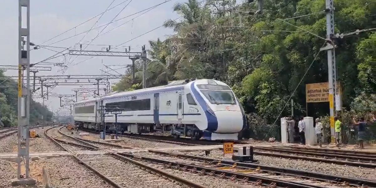 Trial run of Vande Bharat Express from Chennai to Coimbatore conducted. (Screengrab) Trial run of Vande Bharat Express from Chennai to Coimbatore conducted. (Screengrab)