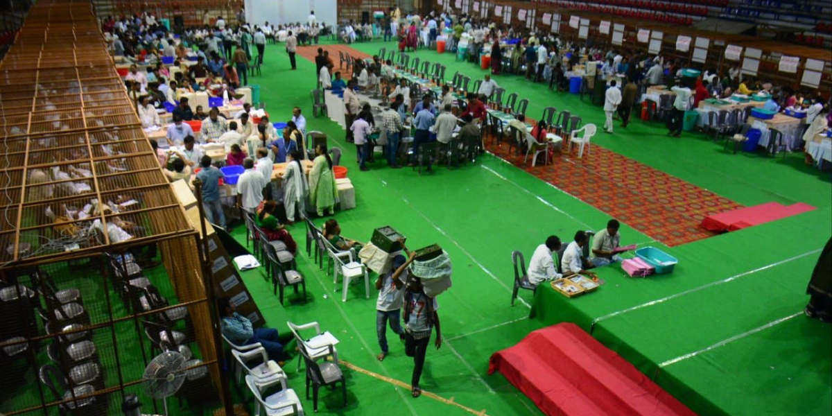 Untitled (1200 × 600 px) (6) Counting of votes at Visakhapatnam. (Supplied)
