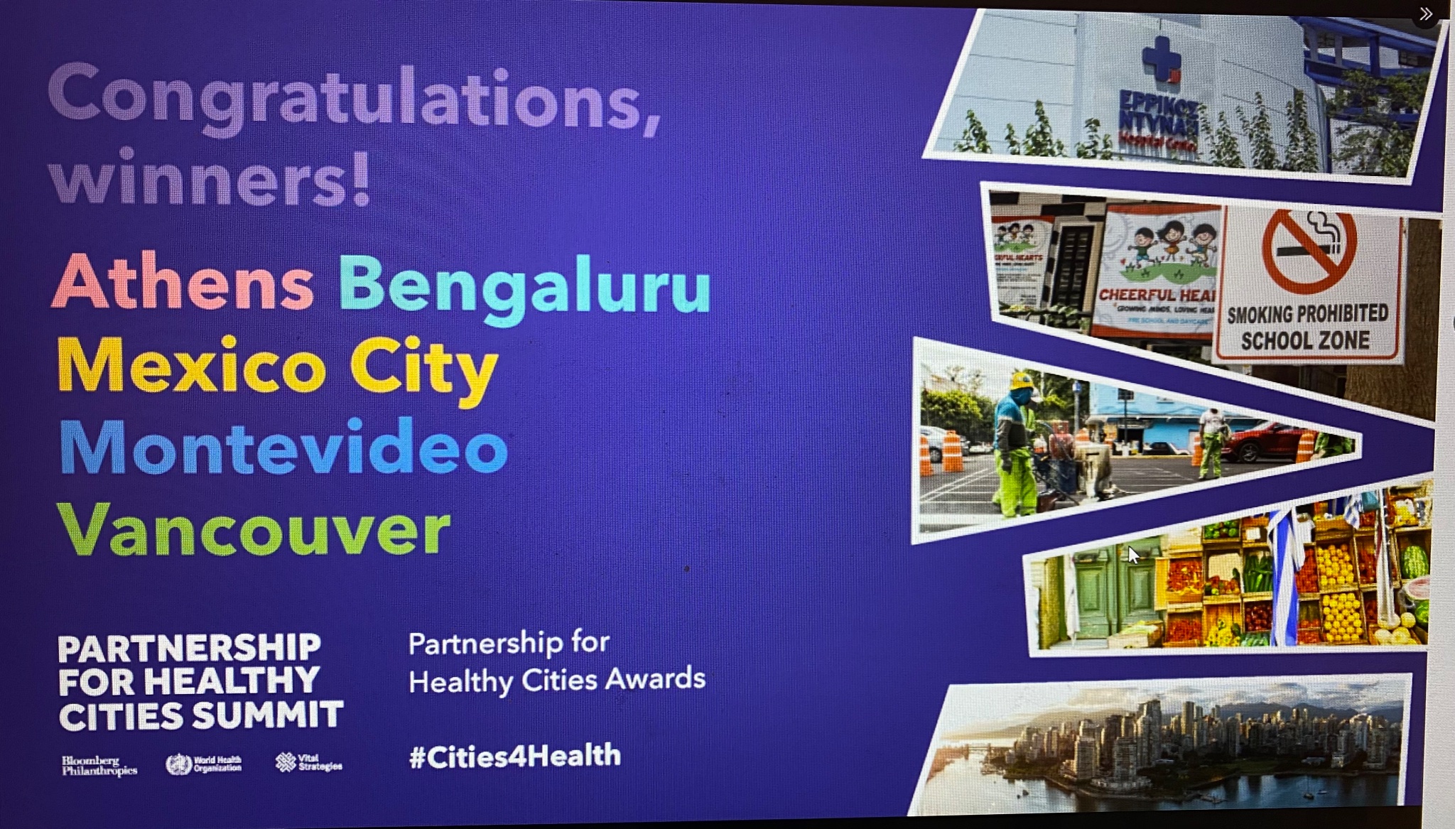WHO BBMP Bengaluru was honored with the 2023 Partnership for Healthy Cities Award.