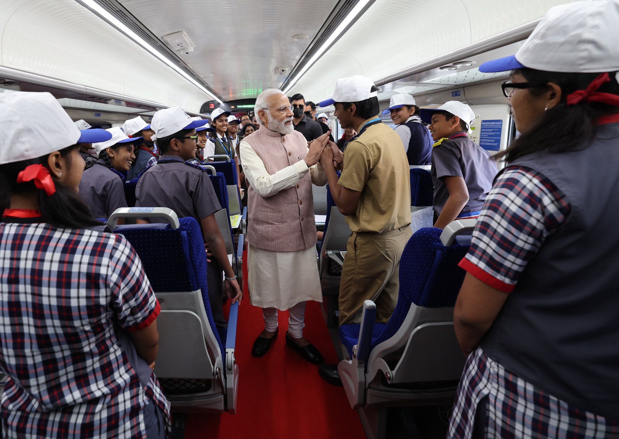 ModiVandeBharat PM Modi aboard Secunderabad-Tirupati Vande Bharat Express