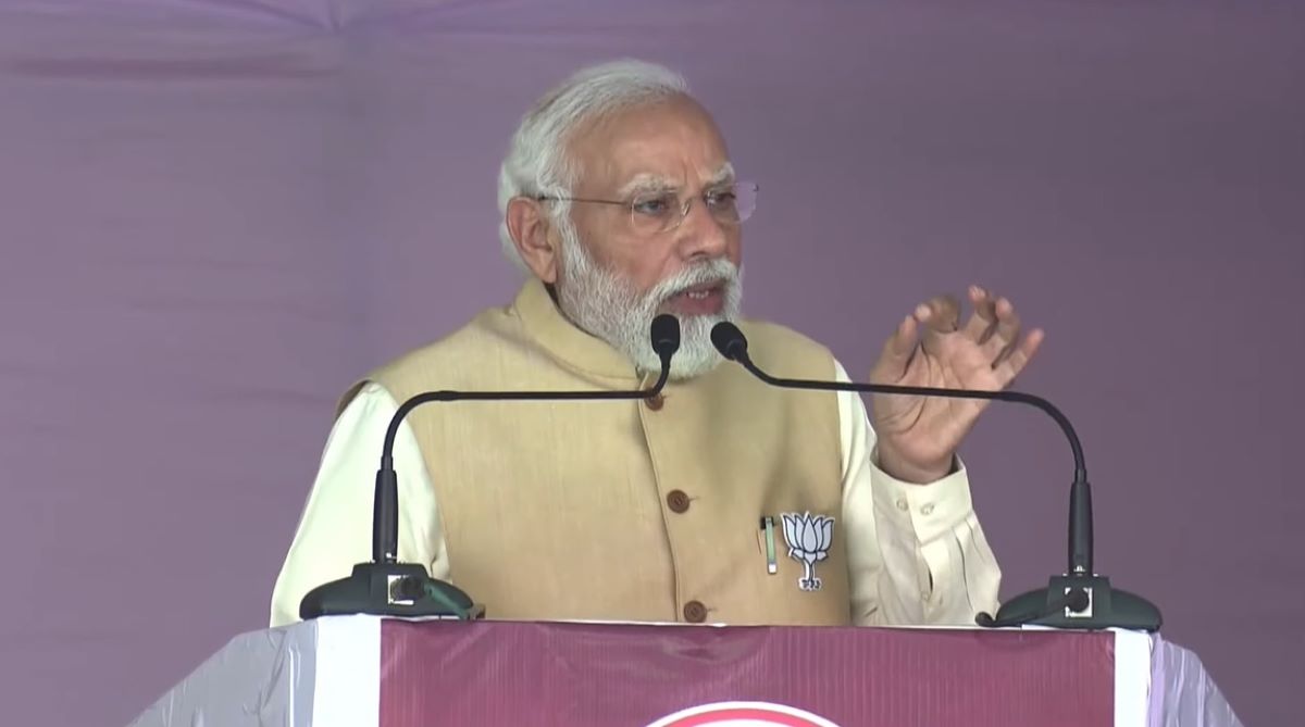 PM Modi at an election rally in Kudachi, Karnataka PM Modi at an election rally in Kudachi, Karnataka