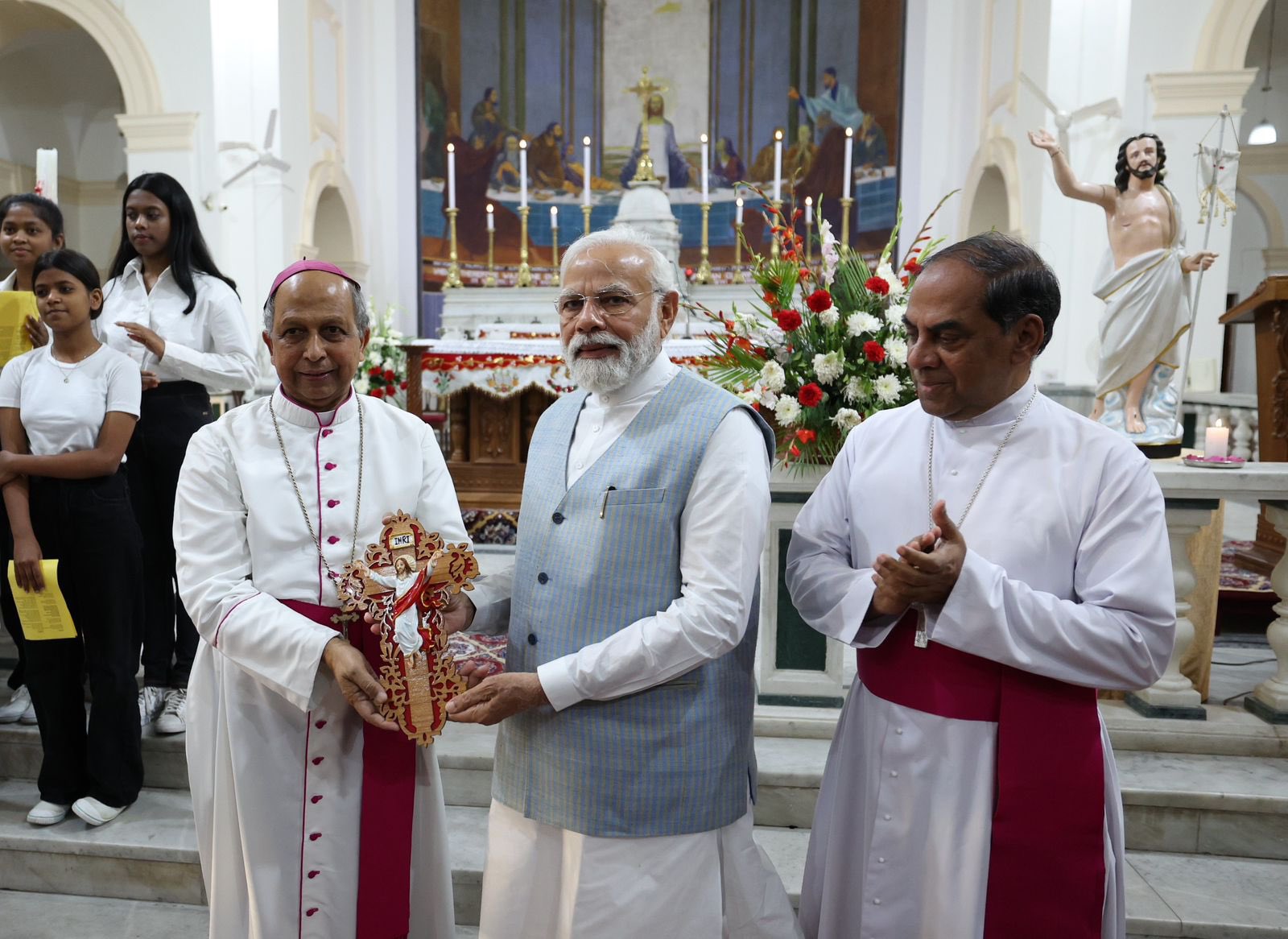 Prime Minister Narendra Modi at the Sacred Heart Cathedral in New Delhi for Easter. (Twitter) Prime Minister Narendra Modi Easter