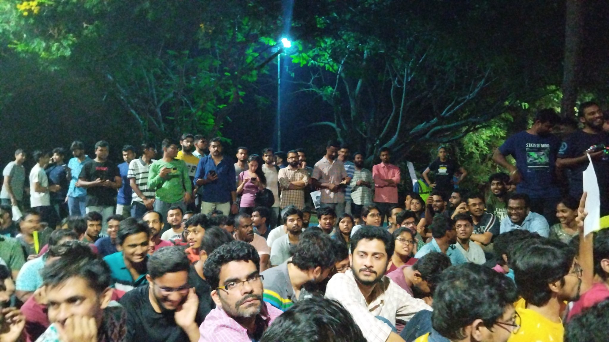 Protest IIT-M students protesting on the campus on Wednesday night. (Supplied)