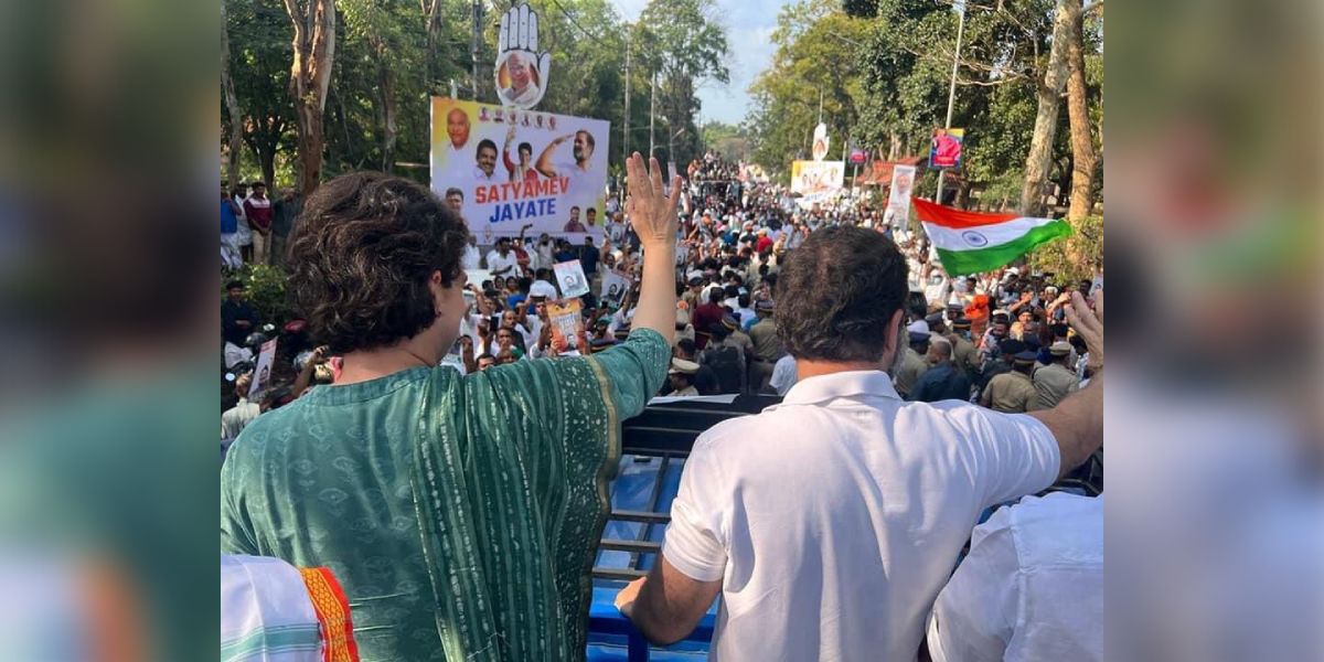 Rahul and Priyanka in Kerala Rahul Gandhi and Priyanka Gandhi at a roadshow in Kerala on Tuesday, 11 April, 2022. (Supplied)