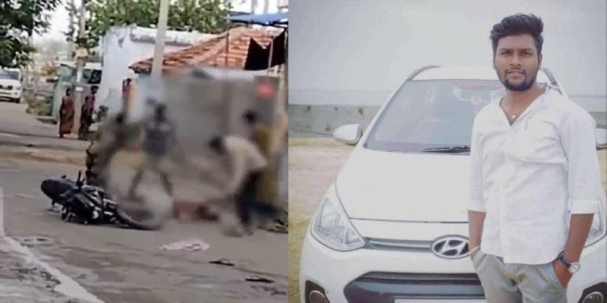 The screengrab of the incident. Mahesh, the man who was murdered. (Supplied) Mancherial murder