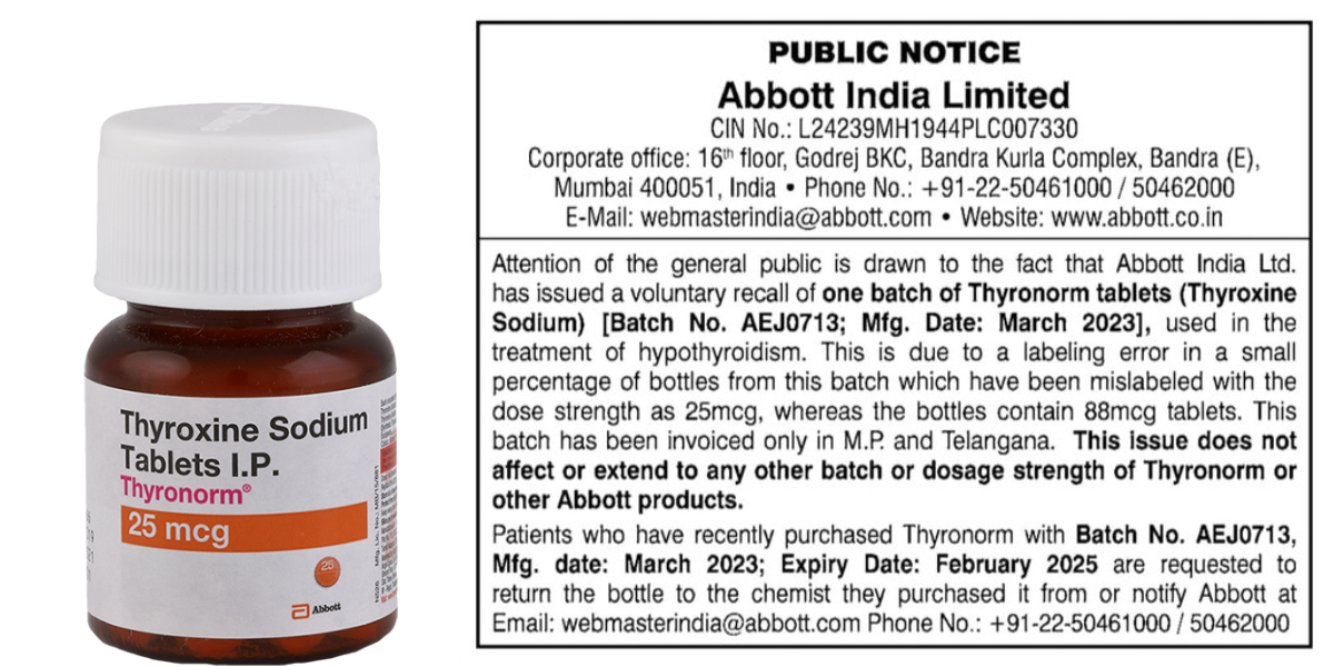 The notice from Abbott India said that the batch has been invoiced only in Madhya Pradesh and Telangana. (Twitter)