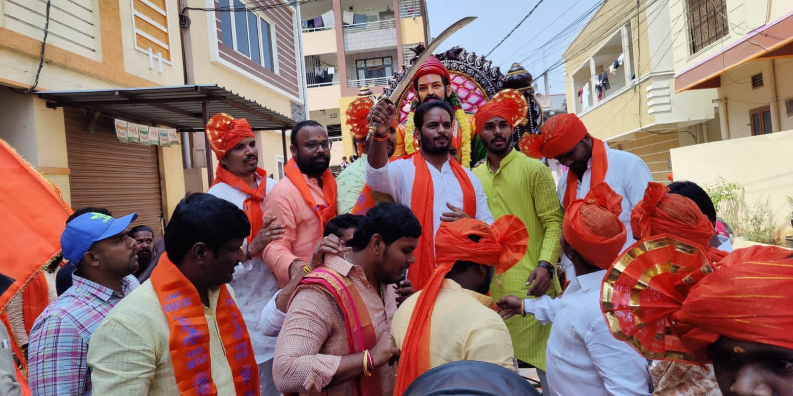Bajrang Dal members during a rally in Hyderabad. (Twitter) Bajrang Dal members during a rally in Hyderabad. (Twitter)