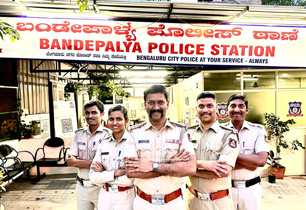 At students' service: The police team that rolled out the crash-course programme. (From left to right) Khaleel, Durga Bhavani, LY Rajesh, Muzammil, and Chikkaiah. (Supplied)