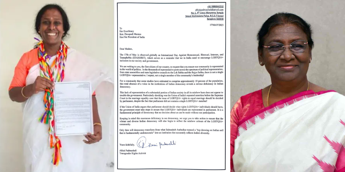Akkai Padmashali Transgender rights activist Akkai Padmashali writes to President Murmu. (Twitter)