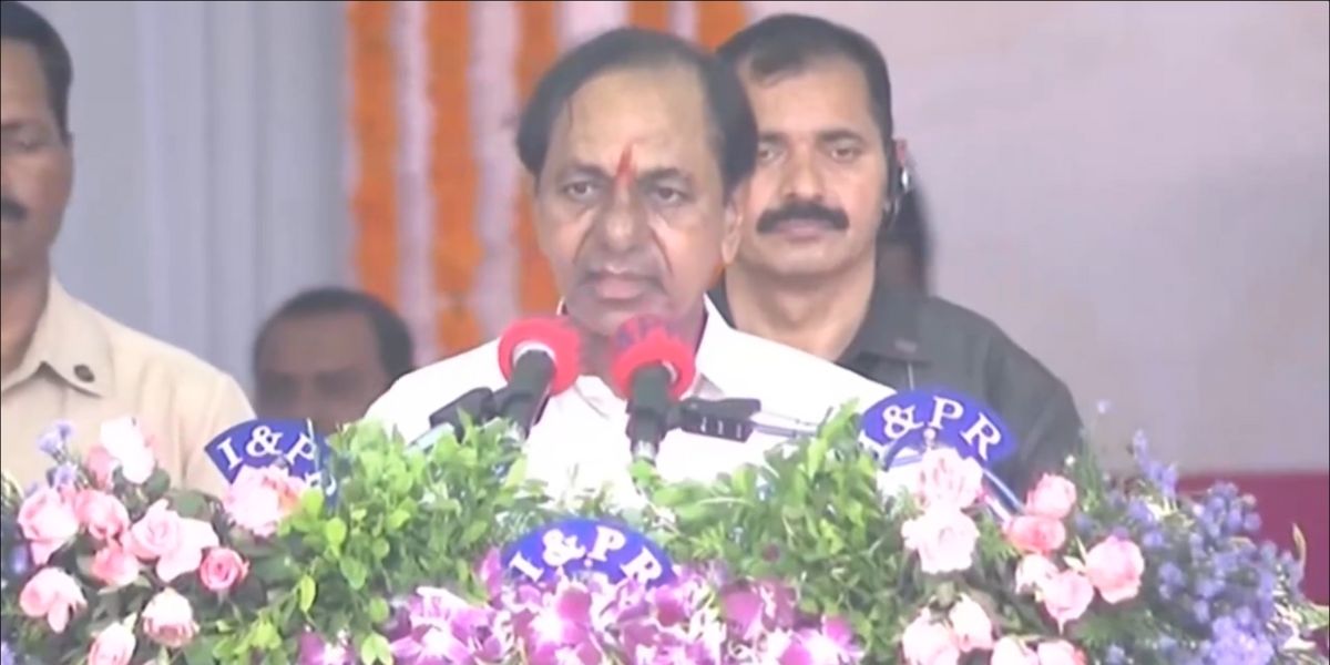 KCR speaking after inaugurating ‘Telangana Brahmana Sadan’ at Gopanpally. (Screengrab) honorarium Vedic scholars