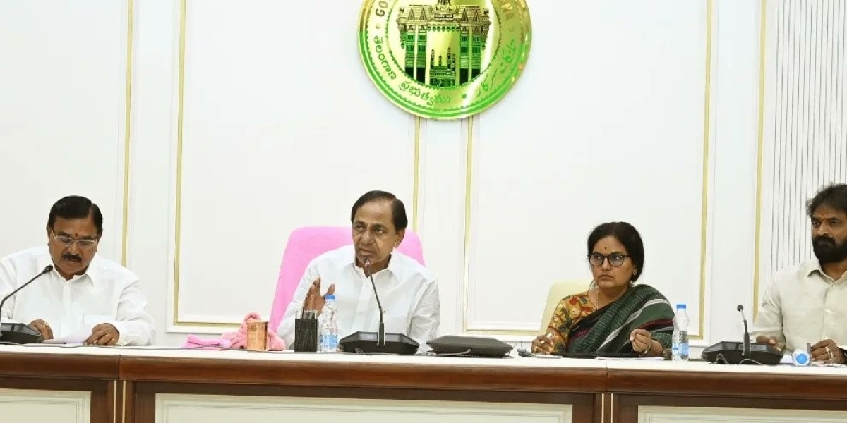 KCR speaking during the meeting conducted at the newly inaugurated Dr BR Ambedkar Telangana Secretariat. (Twitter) KCR speaking during the meeting conducted at the newly inaugurated Dr BR Ambedkar Telangana Secretariat. (Twitter)