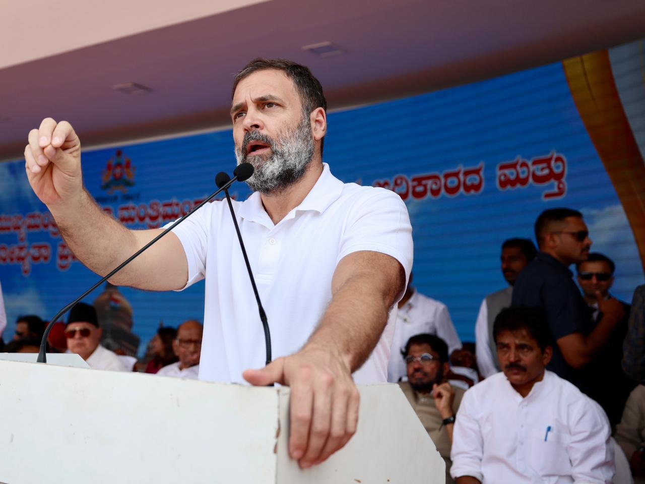 WhatsApp Image 2023-05-20 at 14.56.27 Congress party leader Rahul Gandhi addressing the gathering. (Supplied)