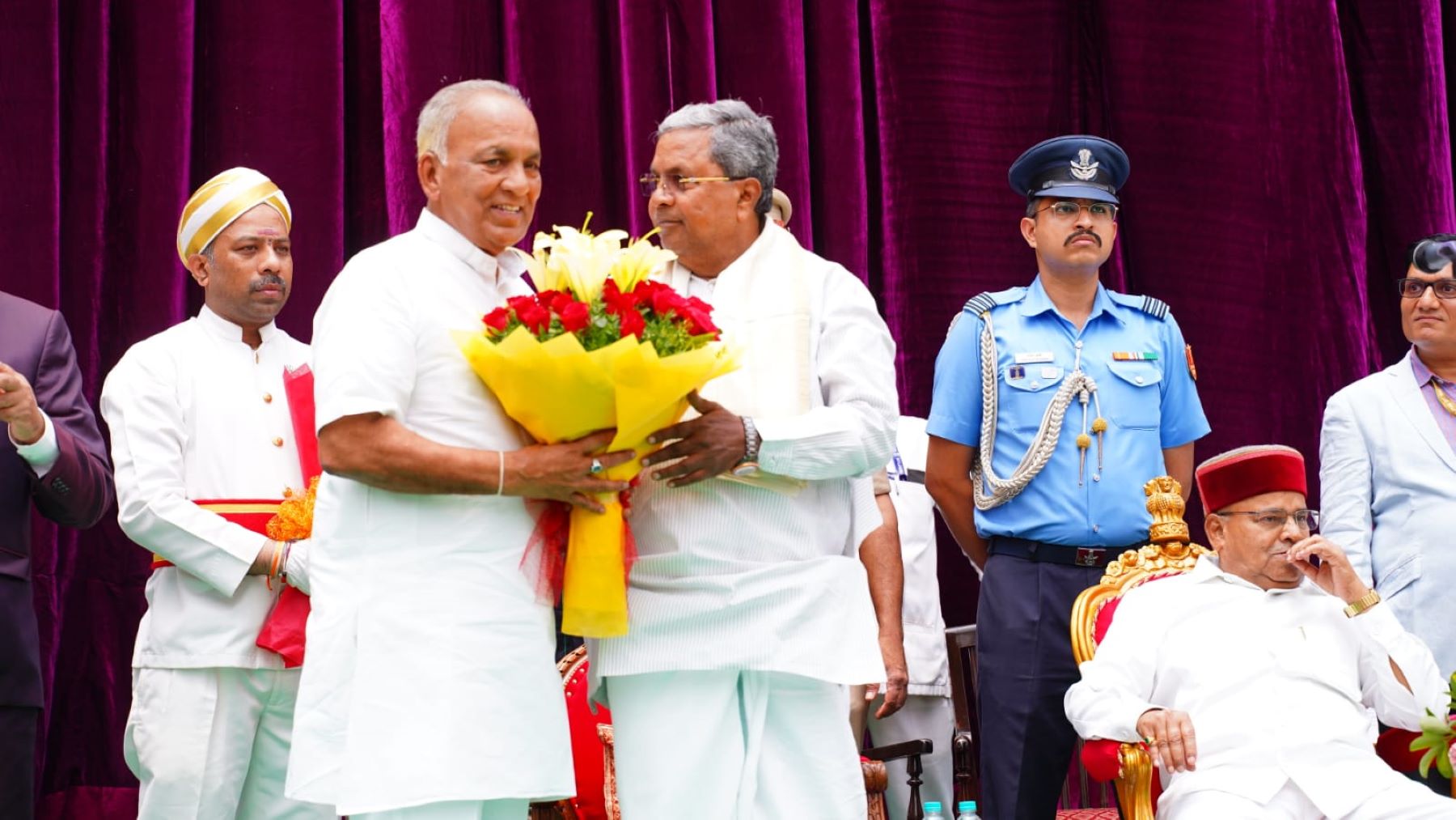 boseraju N S Boseraju taking oath as minister in Siddaramaiah cabinet.