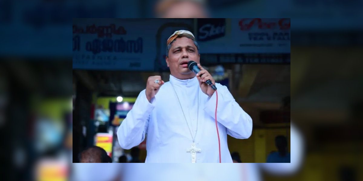 Mar Joseph Pamplany, the Archbishop of Thalassery, wearing the traditional farmers’ cap. (Supplied). Mar Joseph Pamplany, the Archbishop of Thalassery, wearing the traditional farmers' cap. (Supplied).