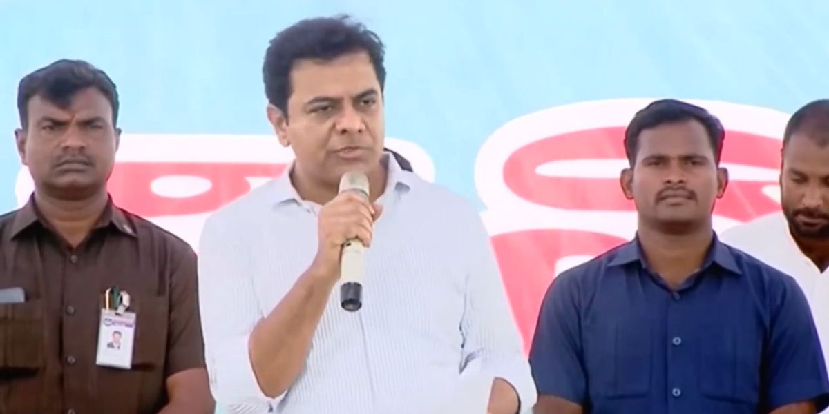 KTR speaking at the public meeting in Mulugu. (Screengrab) KTR speaking at the public meeting in Mulugu. (Screengrab)