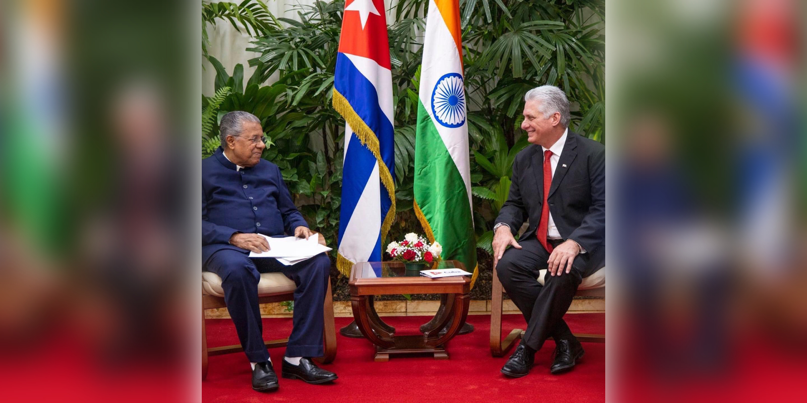 Kerala CM Pinarayi Vijayan with Cuban President Miguel Díaz-Canel Bermúdez
