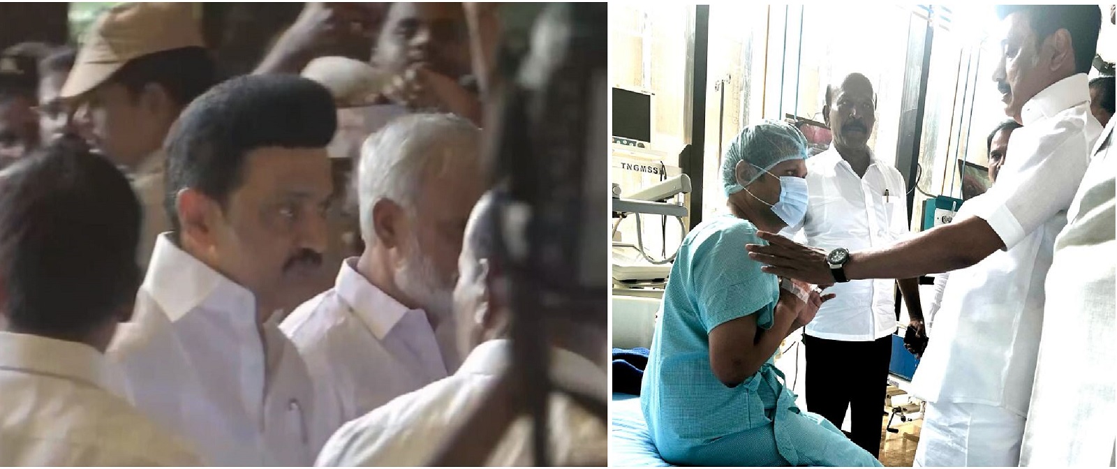 Stalin Balaji at Hospital Chief Minister MK Stalin visits Senthil Balaji at the hospital. (Screengrab)