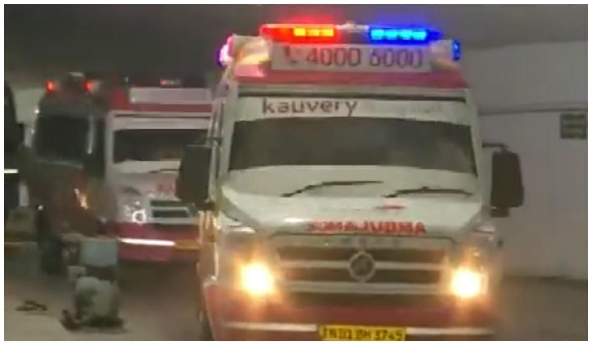 Tamil Nadu Minister V Senthil Balaji being taken to Kauvery hospital.