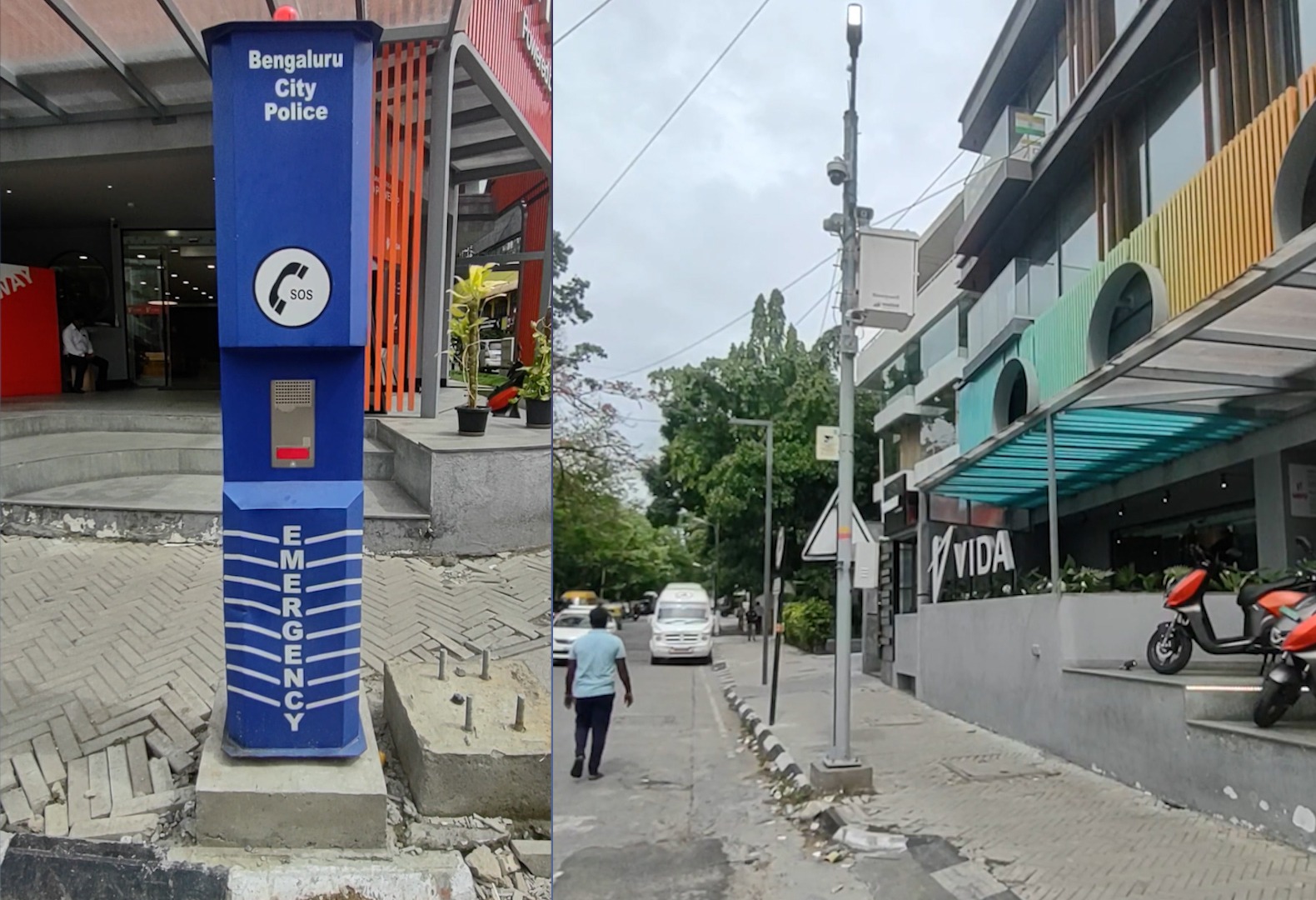 The Safety Island police kiosk and the CCTV pole close by. (Bellie Thomas/SouthFirst)