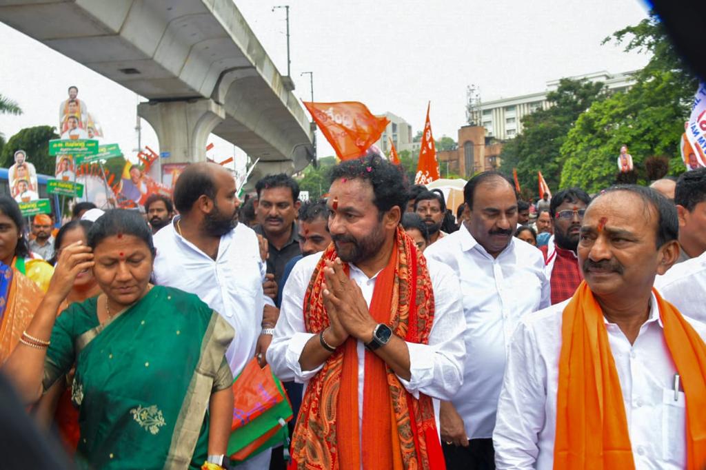 F1jvAI3aMAECanR G Kishan Reddy, who is the Union Minister for North Eastern States, took up the mantle of BJP's Telangana unit as its president on 21 July. (Twitter)