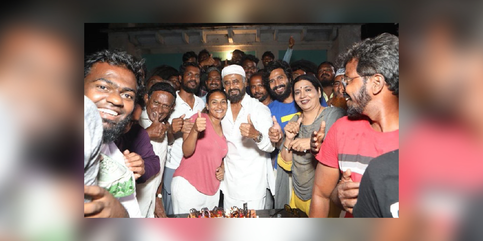 Rajnikanth with team Lal Salaam Rajnikanth with team Lal Salaam