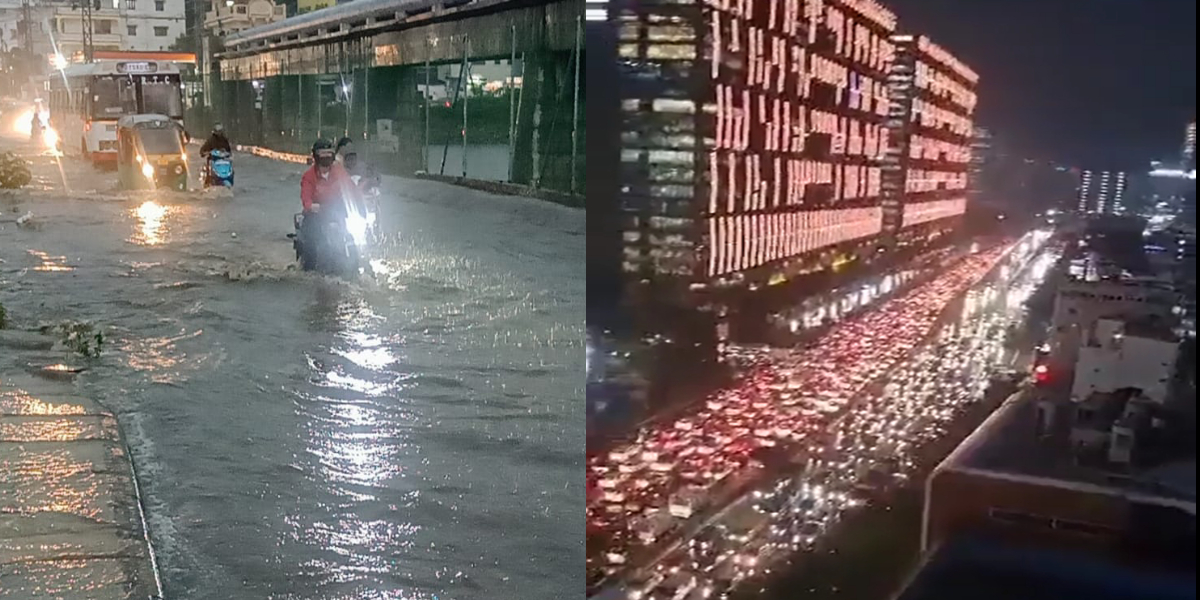 Telangana rain fury Red alert for 9 districts as thundershowers return after a mild respite, traffic woes continue Telangana rain fury Red alert for 9 districts as thundershowers return after a mild respite, traffic woes continue