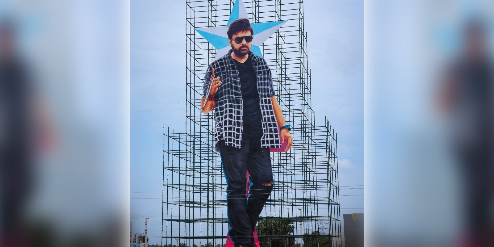 A cutout of Chiranjeevi A cutout of Chiranjeevi