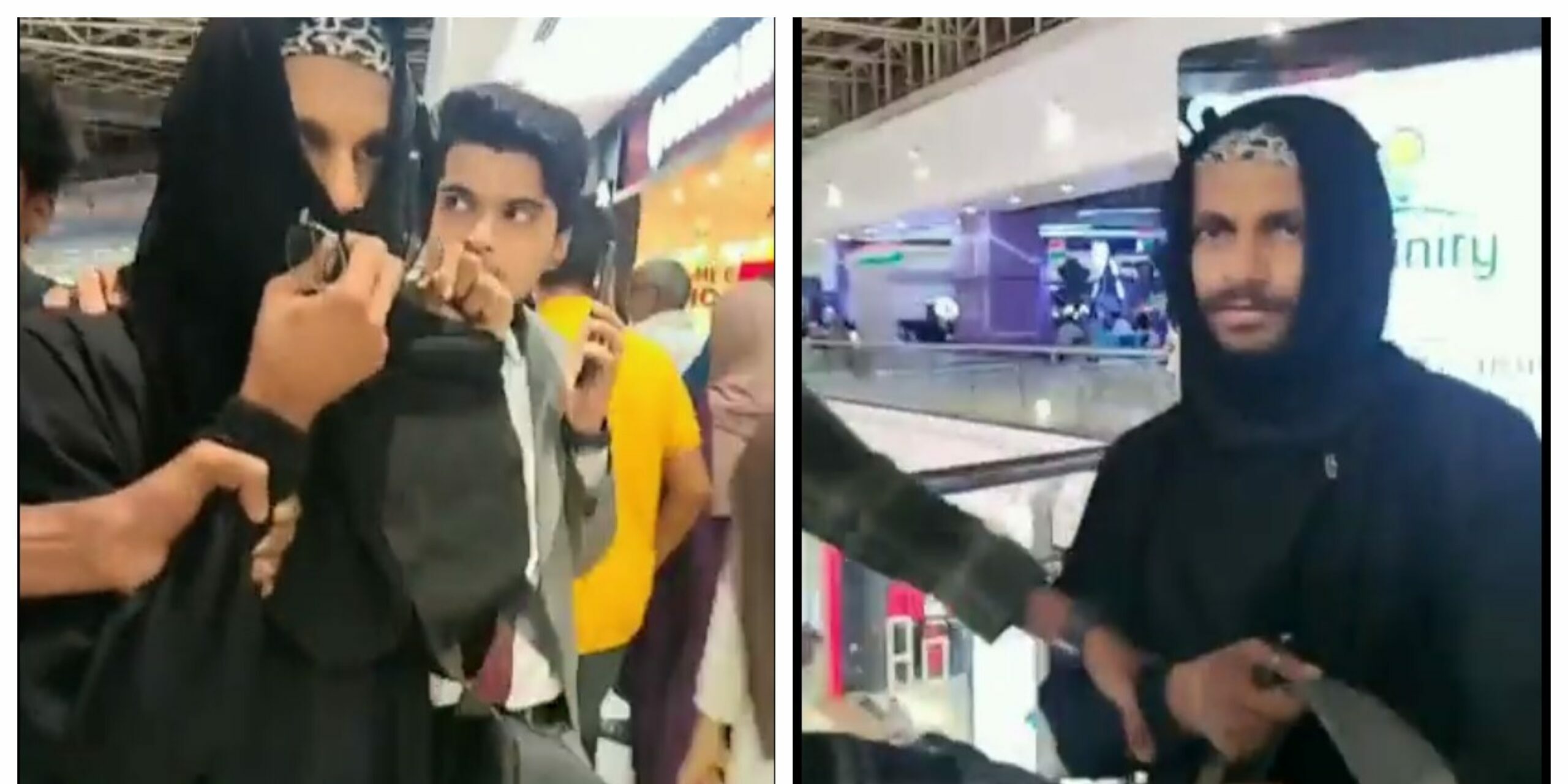 Screengrab of the visuals of the man who dressed in a Burqa to record visuals of women in a restroom