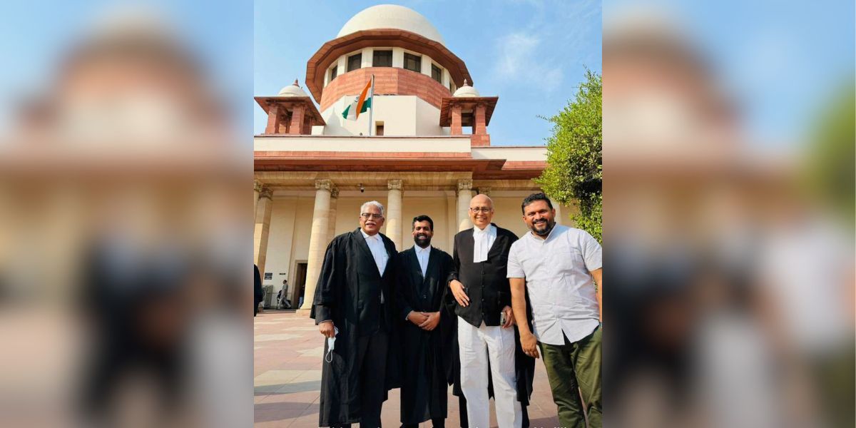 Mohammad Faizal with his lawyers in front of the Supreme Court. (Supplied) Lakshadweep MP Supreme Court