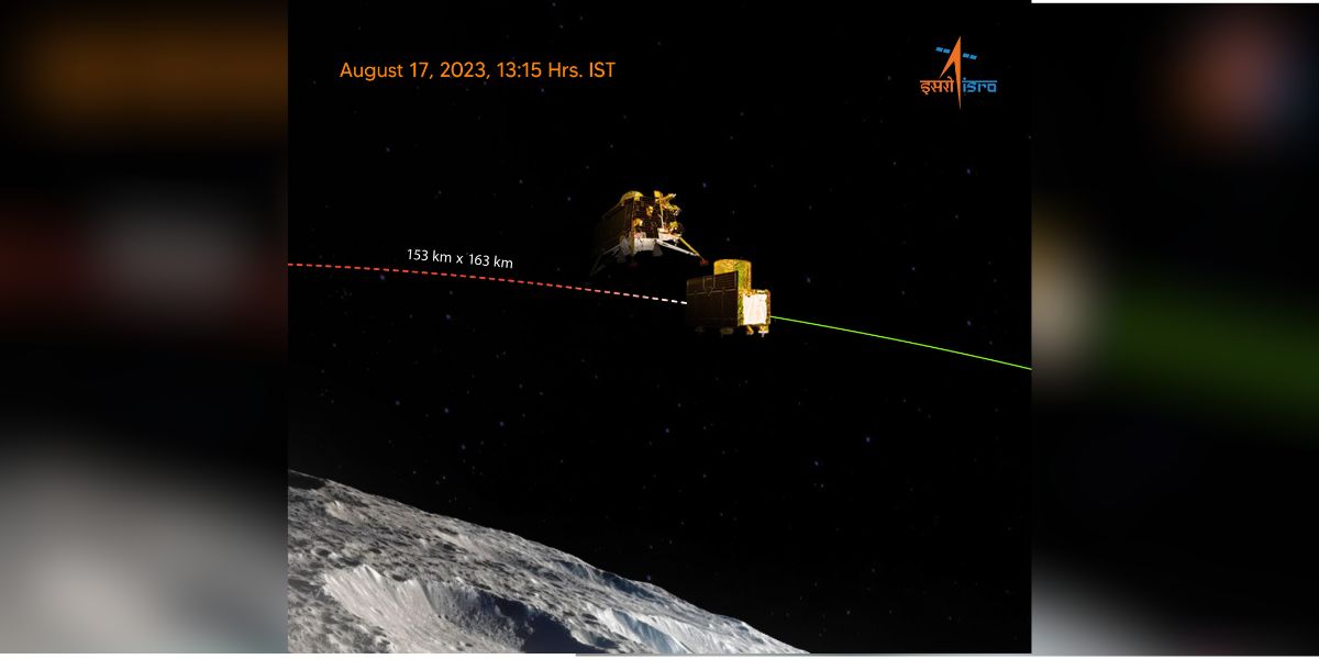 The position of the Lander Module after the separation. (Twitter/isro) Chandrayaan