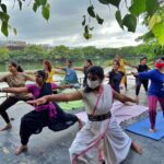 Yoga classes at the Neknampur lake premises