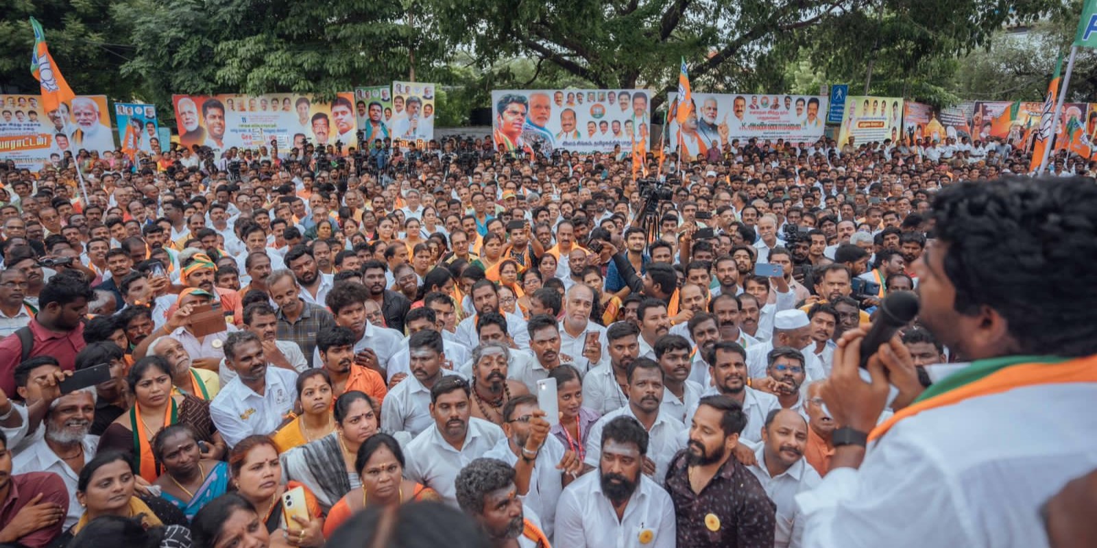 Annamalai protest A protest by Tamil Nadu BJP president K Annamalai on Monday, 11 September, 2023, in which there was police mismanagement, led to the transfer of an IPS officer.